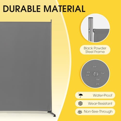 Rantila Indoor Room Divider, Portable Office Divider, Room Divider Wall Screen 2 Large Panel, Folding Partition Privacy Screen Walls Dividers for Room Separator 142" W x 71" H,Gray - Image 6
