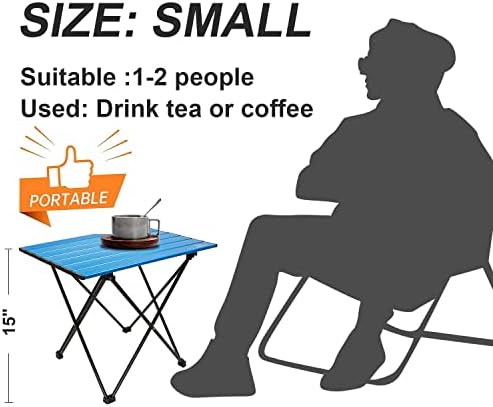 MSSOHKAN Camping Table Folding Portable Camp Side Table Aluminum Lightweight Carry Bag Beach Outdoor Hiking Picnics BBQ Cooking Dining Kitchen Blue Small - Image 2