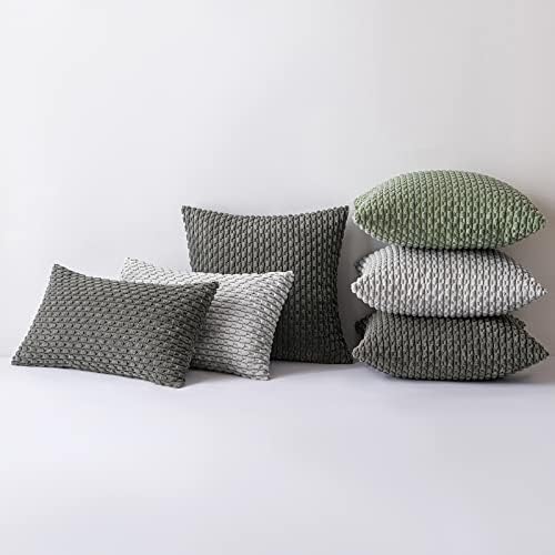 MIULEE Lumbar Decorative Throw Pillow Covers 12x20 Dark Grey Corduroy - Image 4