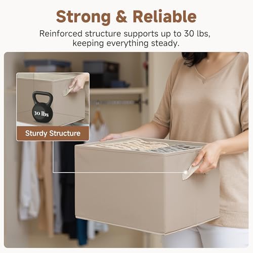 StorageWorks Storage Baskets for Shelves, Light Brown, Extra Large, 3-Pack - Image 4