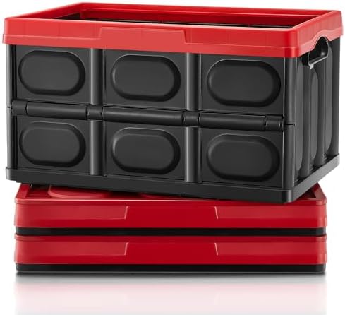 FOHERE 48L Collapsible Storage Bins with Lids, 3 Packs, Stackable by HOME