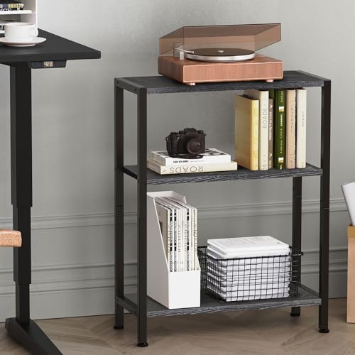 3-Tier Side Table Set of 2, Small End Table, Sofa Side Table for Narrow Spaces, Slim End Table, Nightstand Table, for Living Room Bedroom Office, Black - Image 5