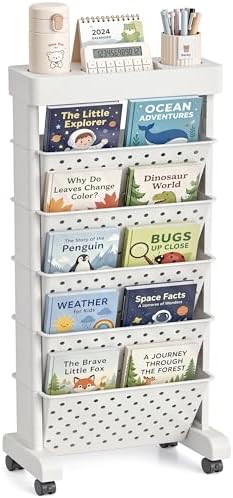 BYFU 6-Tier Rolling Bookshelf Cart, White by BYFU-livingasimplelife