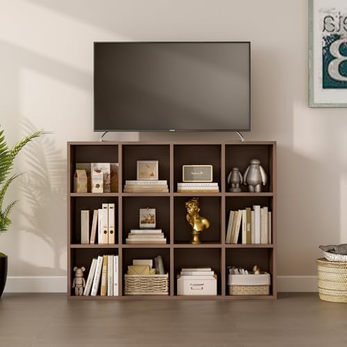 OSCHF 12-Cube Storage Shelf Bookcase, Walnut - Image 5