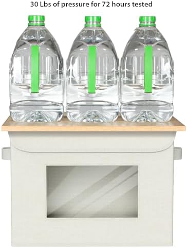 Univivi Fabric Storage Bins with Lids for Clothes 4 Pack, Beige Linen - Image 3
