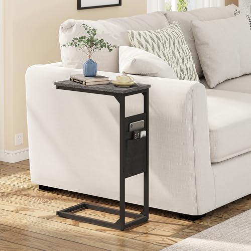 TUTOTAK C Shaped End Table, Side Table for Couch, Sofa Table - Image 2