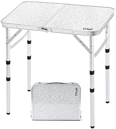 Folding Camping Table, Adjustable Height Portable Picnic Table, 24"x 16" by Yriuat