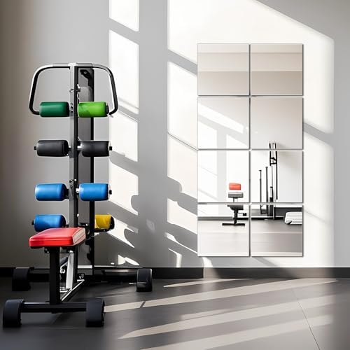 BOMINICA Full Length Wall Mirror Tiles, 12 x 12 Inch x 12Pcs Wall Mounted Frameless Glass Mirror, Decorative Full Body Mirror for Home Gym, Bedroom, Door & Bathroom - Image 6