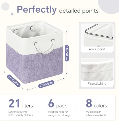 FinishingBo 11 inch Cube Storage Bin with Handles 6 Pack - Image 4