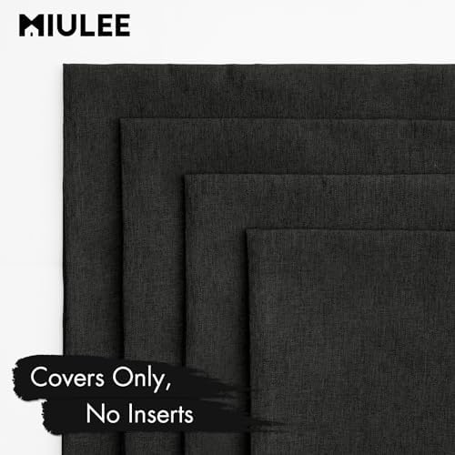 MIULEE Pack of 4 Decorative Outdoor Throw Pillow Covers Linen Waterproof Pillow Covers Summer Farmhouse Cushion Cases for Patio Garden Tent Balcony Couch Sofa 16x16 Inch Black - Image 5