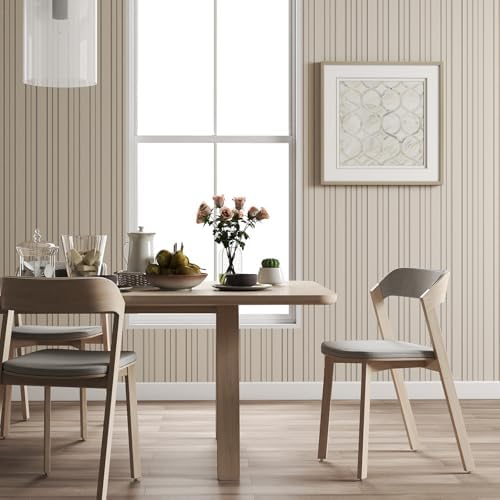 Timeet Modern Peel and Stick Wallpaper Wallpaper Beige Boho Stripe Contact Paper Waterproof Self Adhesive Removable Textured Wall Paper for Bedroom Bathroom Cabinets Wall Decor Vinyl 17.3" x 400" - Image 6
