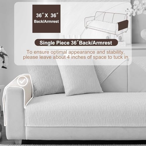 Soft Waterproof Chenille Cover Washable, Non Slip Sectional Sofa Covers for 3 Cushion Couch Sofa L Sharped Sofa Slipcover for Pets, Furniture Protector (1 PCS 36"x36" White) - Image 2