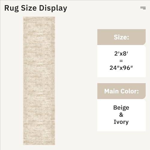 Soalmost Runner Rug 2x8 Washable Non-Slip Hallway Kitchen Runners Beige - Image 4