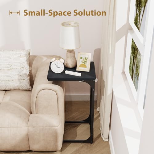 C Shaped End Tables Couch Table TV Trays Set of 2, 11.8" Wide, Black - Image 5