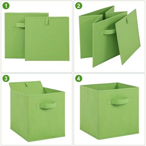 Stero Fabric Storage Bins 6 Pack Fun Colored Durable Storage Cubes with Fabric Handles Foldable Cube Baskets for Home, Kids Room, Closet and Toys Organization Multi Colors-1 - Image 3