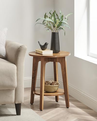 VASAGLE Round Side Table with Lower Shelf, End Table for Small Spaces - Image 2