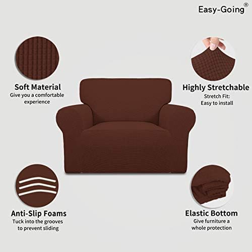 Easy-Going Stretch Oversized Chair Slipcover with Arm Washable Coffee - Image 3