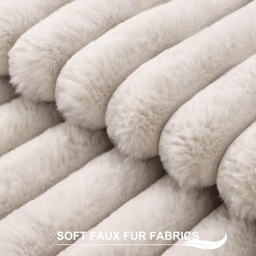 Pallene Faux Fur Decorative Throw Pillow Covers 18x18 Set of 2, Tan - Image 2