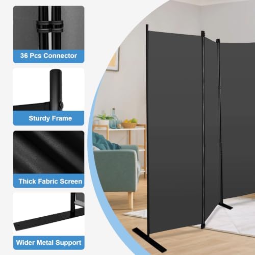 MAYOLIAH 8 Panel Room Dividers 6ft Tall Freestanding Privacy Screen 198'' W - Image 5