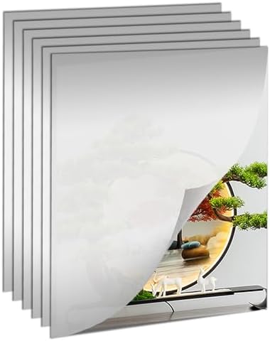 6PCS Wall Mirror Tiles, Upgrade Shatterproof Self-Adhesive Full Length Mirror for Bedroom, Bathroom, Home Gym - Frameless Acrylic Tiles for Home Decor 17.8'' x 12'' by YUZUCMCMdecordesign