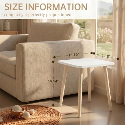 FORAOFUR Small Side Table, Modern Wood Mini Coffee Table, Easy Assembly Compact End Table for Living Room Bedroom Sofa, Minimalist White Accent Furniture for Small Spaces - Image 2