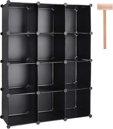 Cube Storage Organizer, DIY Plastic Closet Cabinet Modular Bookcase, Storage Shelves for Bedroom Living Room, Office（12-Cube，Plastic） by Worththetrustofeverycusto