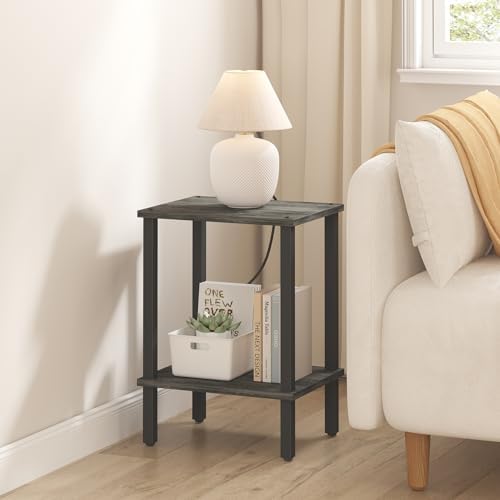 TUTOTAK End Table, Set of 2, Side Table, Nightstand, 2-Tier Storage Shelf - Image 5