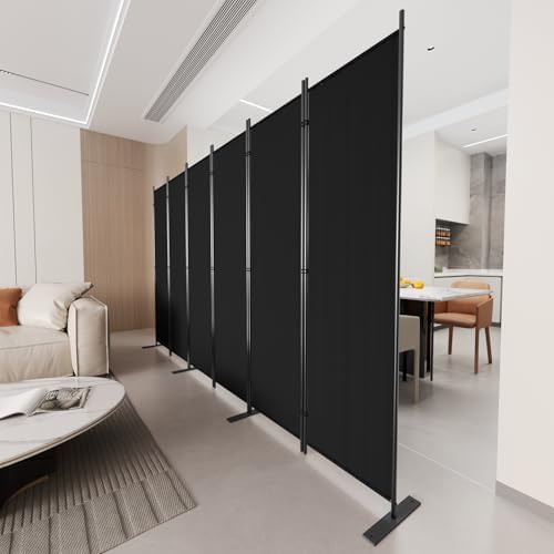 C-Hopetree 6 Panels Room Divider, 6 Ft Tall Indoor Folding Privacy Screen, Portable Partition Separator, Freestanding Separation Temporary Wall for Office, Bedroom, 120" W X 71" H, Black - Image 3