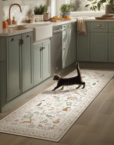 Machine Washable Kitchen Runner Rugs: 2'x6' Hallway Runner Rug Non Slip Low Pile Stain Resistant Soft Carpet Runners for Hallways Indoor Entryway Kitchen Laundry Room Beside Farmhouse by palohom