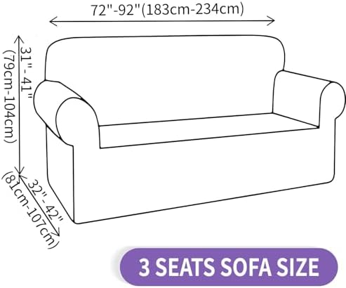 ZNSAYOTX Super Stretch Couch Cover (72"-92") Universal Sofa Covers with Elastic Bottom, Dog Cat Pets Friendly Washable Furniture Protector Fitted Sofa Slipcovers Stay in Place (White, Sofa) - Image 6
