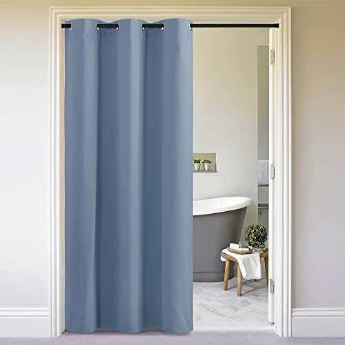 NICETOWN Stone Blue Door Curtain for Doorway Privacy, Curtains 84 Inch Length, Room Divider Curtain Cover, Blackout Temporary Insulated Closet Curtain for Bedroom Closet (1 Panel, 5ft Wide) by NICETOWN