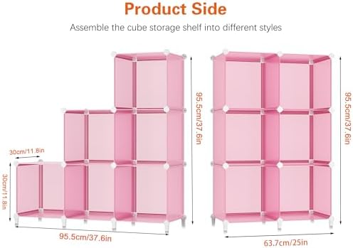 HOMIDEC 6-Cube Storage Shelf, Storage Bookcase Bookshelf with Metal Hammer, Storage Cubes Organizer Cabinet for Kids, Closet, Bedroom, Bathroom, (11.8x11.8x11.8 inch), Light Pink - Image 3