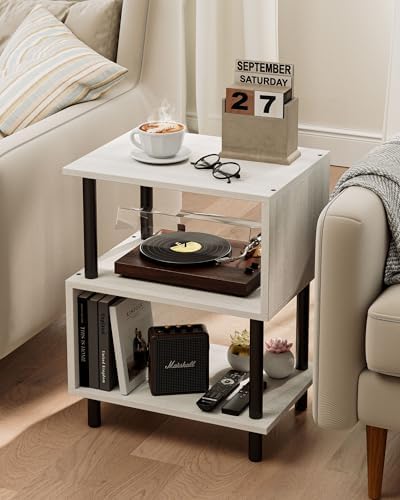 Frylr Side Table, Night Stand and End Table with Reinforced Metal Frame, 44 lb Capacity on Each Tier and Leveling Feet for Bedroom, Bedside, Living Room and Small Spaces, Greige - Image 2