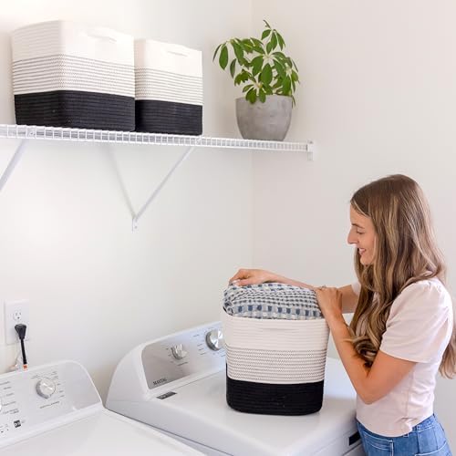 NaturalCozy Storage Cubes 11 Inch Cotton Rope Woven Baskets for Organizing, 3-Pack | Cube Storage Bin | Square Storage Baskets for Shelves Organizer, Classroom, Kids Toy Bins, Closet, Baby Nursery - Image 5