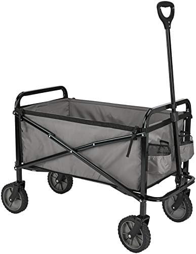 Amazon Basics Collapsible Heavy Duty Utility Wagon for Outdoor Sports, Camping, Garden, and Shopping, 265 Pounds Capacity, 27.6 x 40.9 x 20 inches, Gray by AmazonBasics