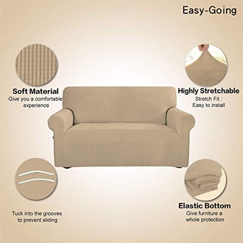 Easy-Going Stretch Loveseat Couch Covers Washable Sand - Image 3
