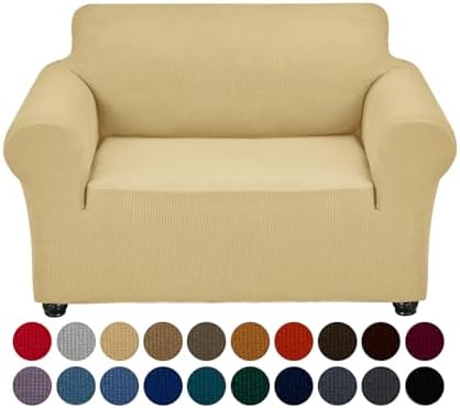 Joccun Stretch Chair Couch Cover,1-Piece Sofa Slipcover Spandex Jacquard Fabric Sofa Covers with Elastic Bottom,Washable Furniture Protector for Dogs,Cats,Kids(Armchair,Champagne) by Joccun