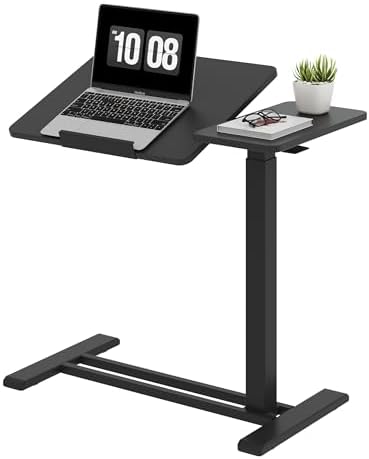 SANODESK 28''Overbed Table Gas Spring Lifting with Wheels&Tilting Desktop by sanodesk