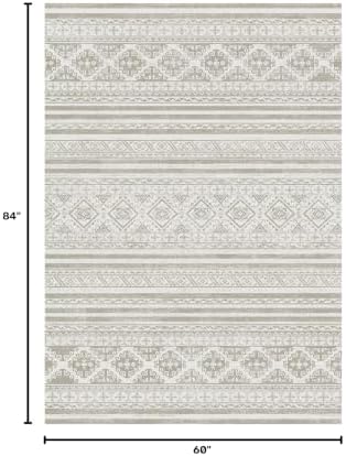 RUGSURE Washable Area Rugs 5' x 7' - 1/6 Thick - Moroccan-Inspired -Stain & Water Resistant Non-Slip - Resistant Rug for Living Room, Bedroom, Nursery, Pet & Child Friendly (Grey) - Image 2