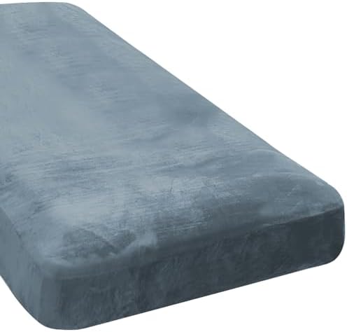 H.VERSAILTEX Velvet Stretch Individual Chaise Cover Sectional Couch Covers for L Shaped Sofa Both Left/Right Furniture Protector Seat Cushion Sofa Cover (1 Piece Chaise Cover, Stone Blue) by HVERSAILTEX