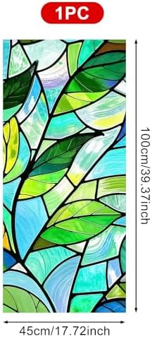 BlissYard Green Leaf Privacy Window Film 17.7x39.3 Inch PVC - Image 3