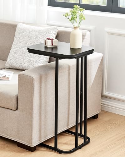KJGKK C Shaped End Table Set of 2, Small Side Table for Sofa and Bed, Couch Tables That Slide Under, Tall Tv Tray Table for Living Room, Bedroom, Ebony Black - Image 4