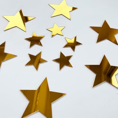 40Pcs 3D Old Gold Stars Acylic Wall Stickers with Adhesive Art Decal Satin Paper Baby Kids Bedroom Home DIY Decor Removable Stickers (Star Gold 2) - Image 2