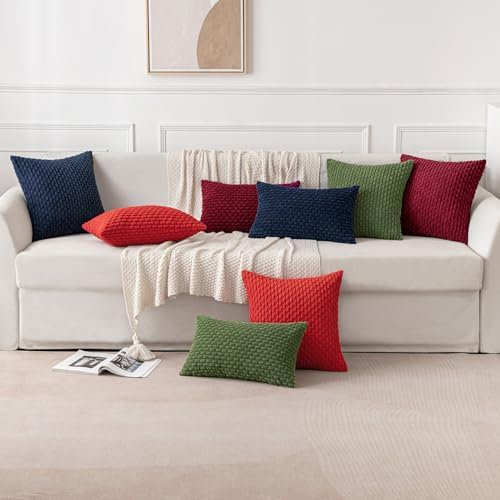 MIULEE Lumbar Decorative Throw Pillow Covers 12x20 Navy Blue Corduroy - Image 5