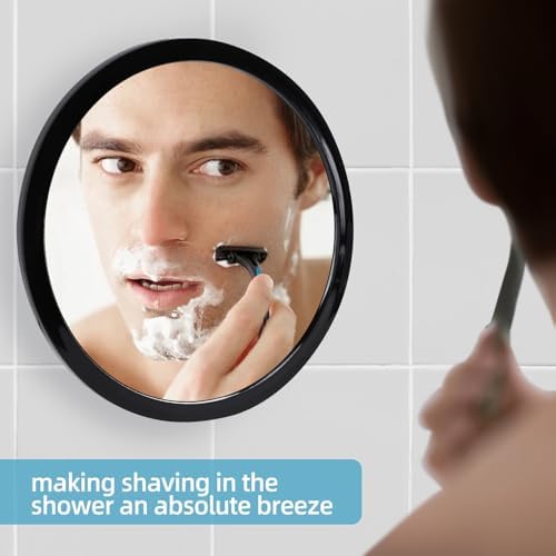 Fogless Shower Mirror for Shaving and Makeup with 3 Removable Powerful Suction Cups, Shatterproof Anti Fog Mirror for Shower and Bathroom, Glassless Safety Kids Mirror (Black) - Image 4