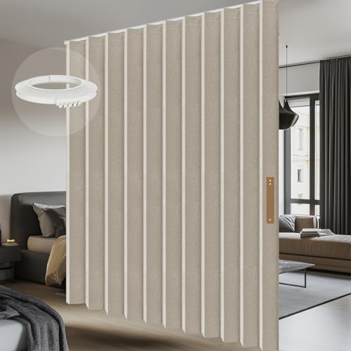Room Divider Curtain Sets with Flexible Ceiling Track, Privacy Soundproof Curtain for Bedroom Office Patio Sliding Door(Cream White, W100 x L96, 1 Pack) by AJAZZ