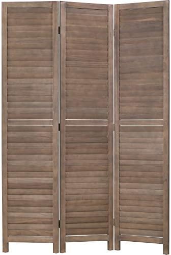 3 Panel Wood Room Divider 4.3 Ft Tall Privacy Wall Divider 67.7" x 16.9" Each Panel Folding Wood Screen for Home Office Bedroom Restaurant （Brown） by FDW