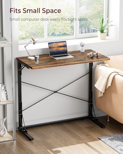 Vantic 31.5" Folding TV Tray Table for Eating on Couch, Rustic Brown - Image 5