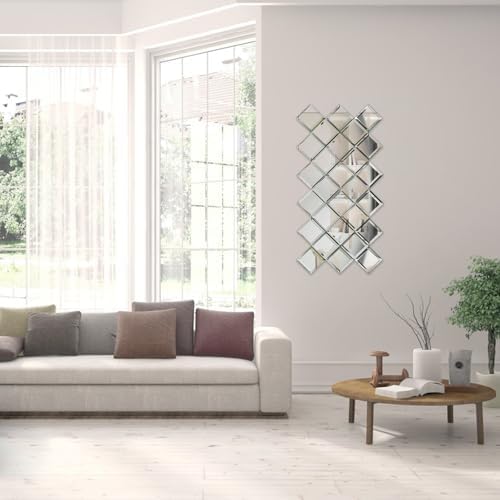 Lovdeco Peel and Stick 3 Inch Beveled Mirror Glass Tile Silver Crystal Mosaic Tile for Kitchen Backsplash Bathroom (3x3 Inch, 32 Sheets) - Image 4