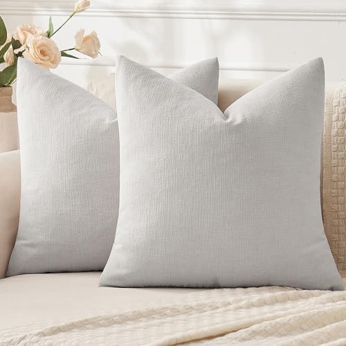 MIULEE Light Grey Chenille Couch Throw Pillow Covers, 20x20 by MIULEE